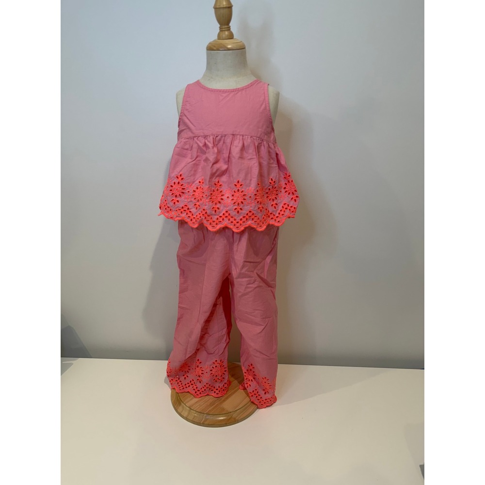 Gap Toddler Matching Set, Eyelet Poplin Outfit, Coral, Elastic Waist, 3Y